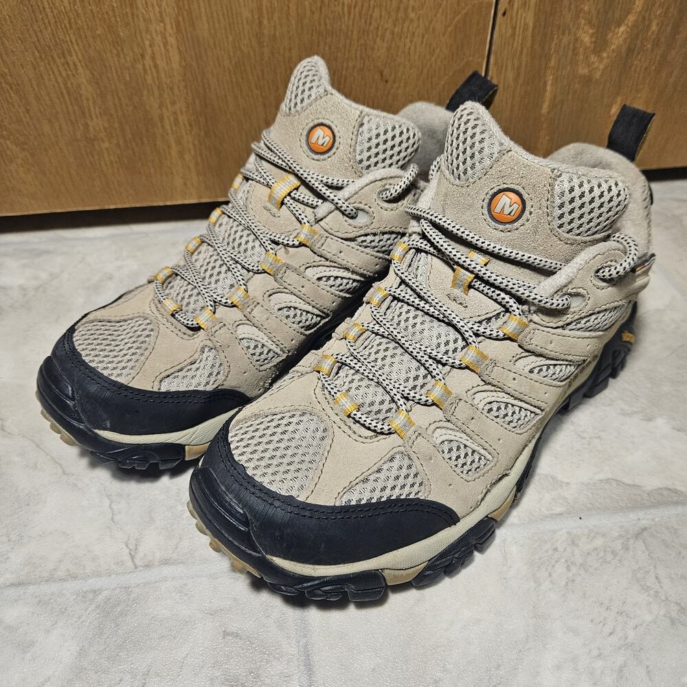Merrell Moab Ventilator Women Size 8 Taupe Suede Hiking Shoes Vibram Low J86612